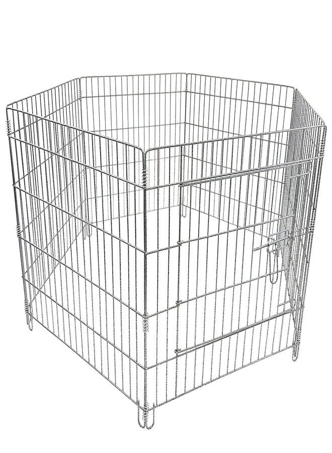 KittuPet قفص لعب معدني قابل للطي من KittuPet للكلاب والقطط والأرانب (قفص لعب 24 بوصة) مع بوابة سوداء - Image 1